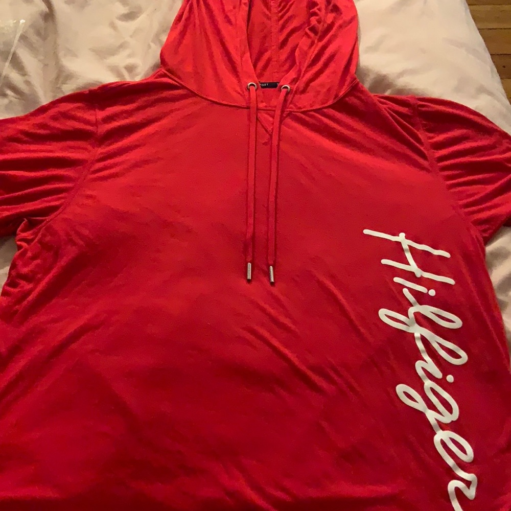 Tommy Hilfiger red tee size: Large with hood.